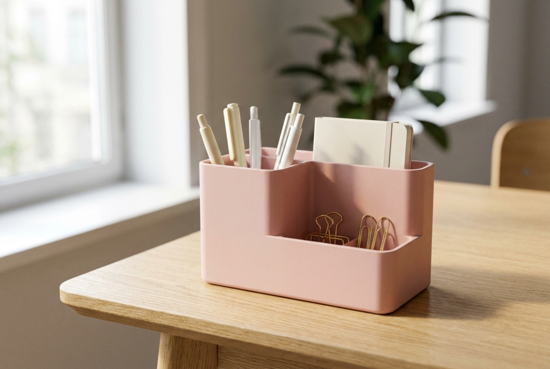 Pratik Bir Düzenleme Sisteminde Pembe Masaüstü Organizer Kullanımı