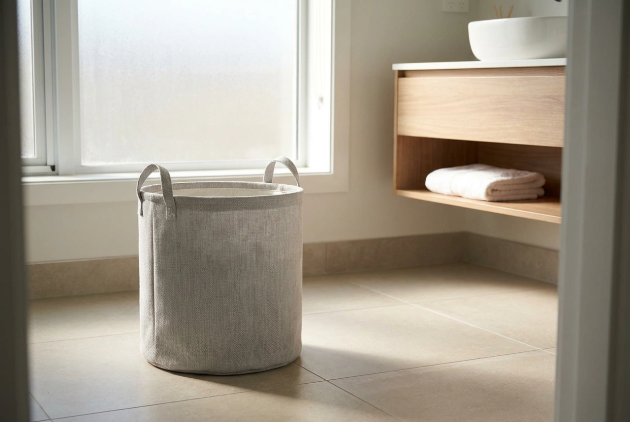 Banyo Dekorasyonunu Boğmayan Gri Çamaşır Sepeti Seçimi