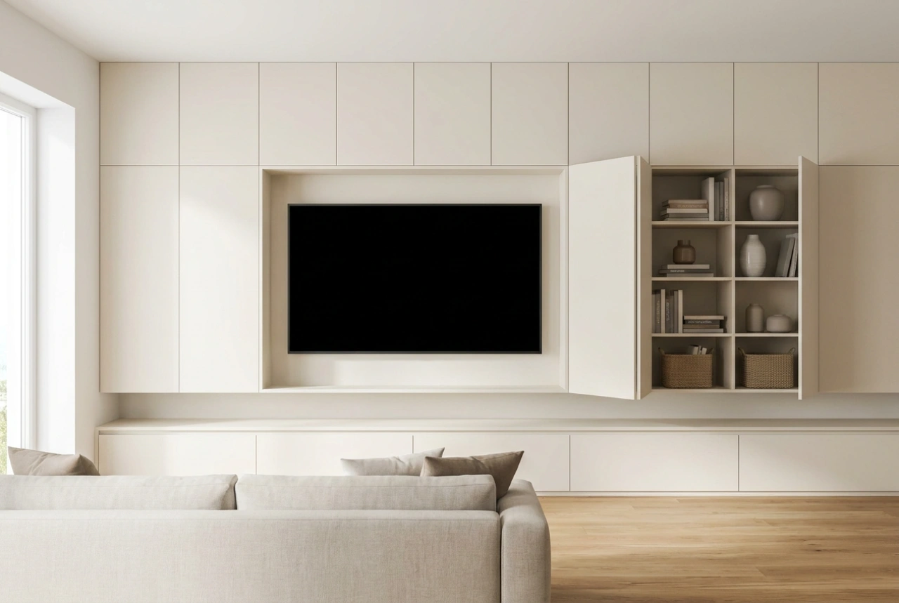 Televizyon Nişli ve Gizli Bölmeli Salon Gardıropları